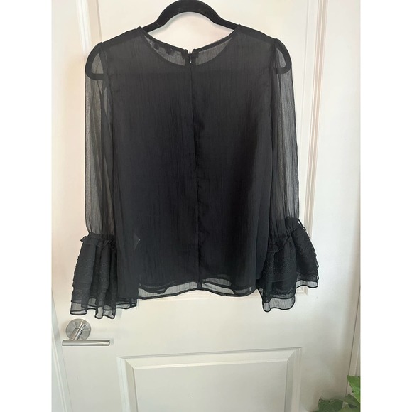Stellah Semi Sheer Long Ruffled Sleeves Bell Cuff Blouse Sz Small - Picture 4 of 10